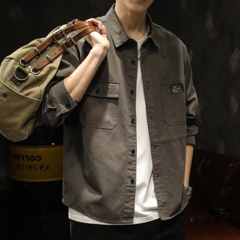 メンズ ファッション 服 オシャレ シンプル 大人 かっこいい 大きいサイズ ストリート 紳士服 レトロ シャツ 秋 カジュアル 長袖 コットンジャケット