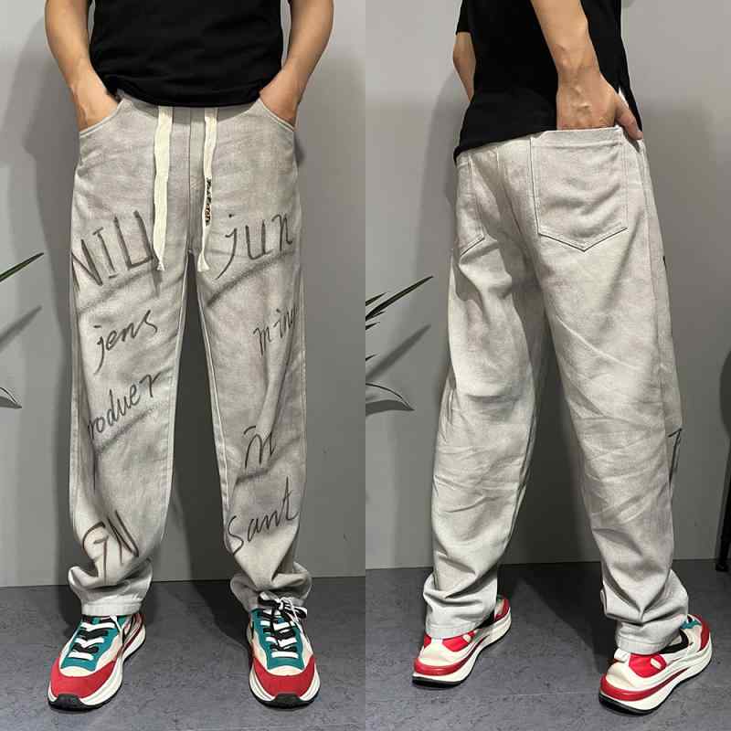 メンズ ファッション 服 オシャレ シンプル 大 かっこいい 大きいサイズ ストリート 紳士服 秋 パンツ レター ダメージ加工 カジュアル ストレート ファッション ストリート 5,621円
