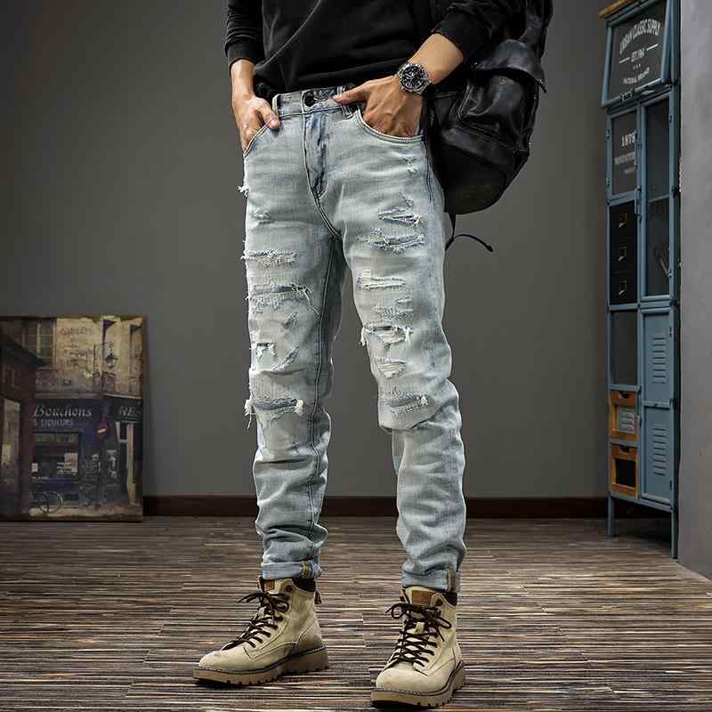 メンズ 流行り物 服 オシャレ 分かりやすい 大 かっこいい 馬鹿でかい大きさ 表どおり 成人男性服 アメリカン デニム 秋 白 ズボン下 か細い ズボン