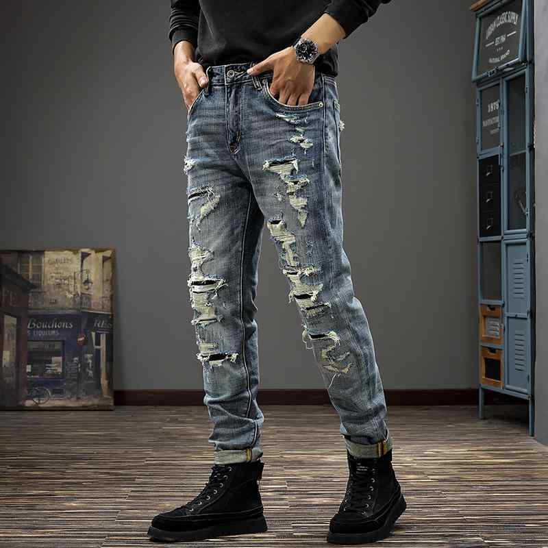 メンズ 流行り物 服 オシャレ 分かりやすい 大 かっこいい 馬鹿でかい大きさ 表どおり 成人男性服 デニム アメリカン レトロ ウォッシュ 秋 か細い相応う テーパードパンツ