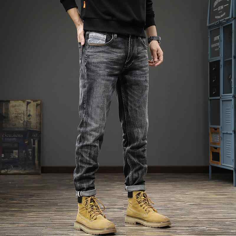 メンズ 流行り物 服  オシャレ 分かりやすい 大 かっこいい 気が大きい大きさ 表どおり 成人男性服  アメリカン レトロ ウォッシュ 白いこと デニム 秋 韓国 表現スタイル か細い填まる ズボン下 引っ切り無い