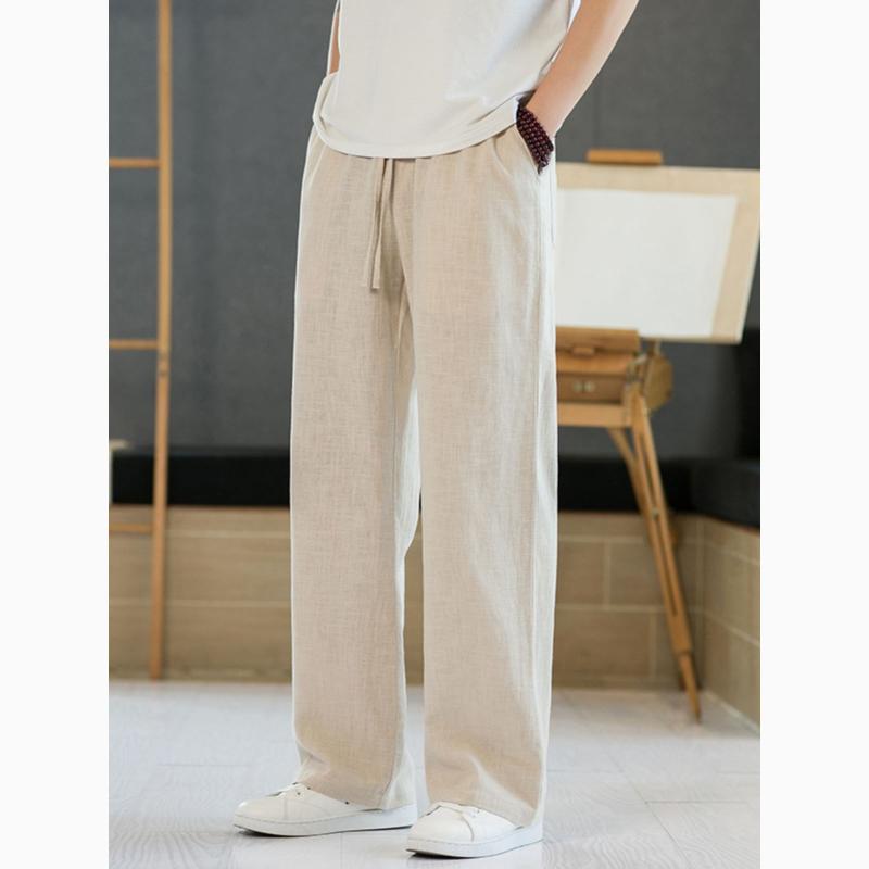 メンズ 流行り物 服  オシャレ 分かりやすい 大 かっこいい 気が大きい大きさ 表どおり 成人男性服 夏 薄っぺら 通気性 リネン ズボン下 引っ切り無い 広広とした レッグ 綿 心地よい 運動競技