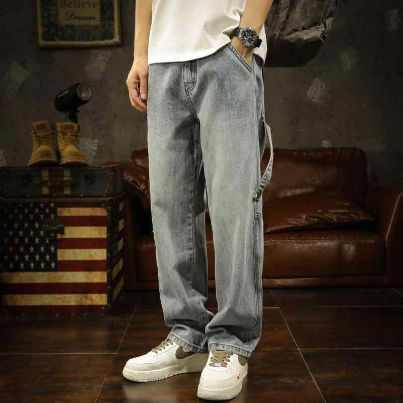 メンズ 流行り物 服  オシャレ 分かりやすい 大 かっこいい 気が大きい大きさ 表どおり 成人男性服  アメリカン 表どおり 細工物ズボン下 デニム 引っ切り無い 秋 ズボン