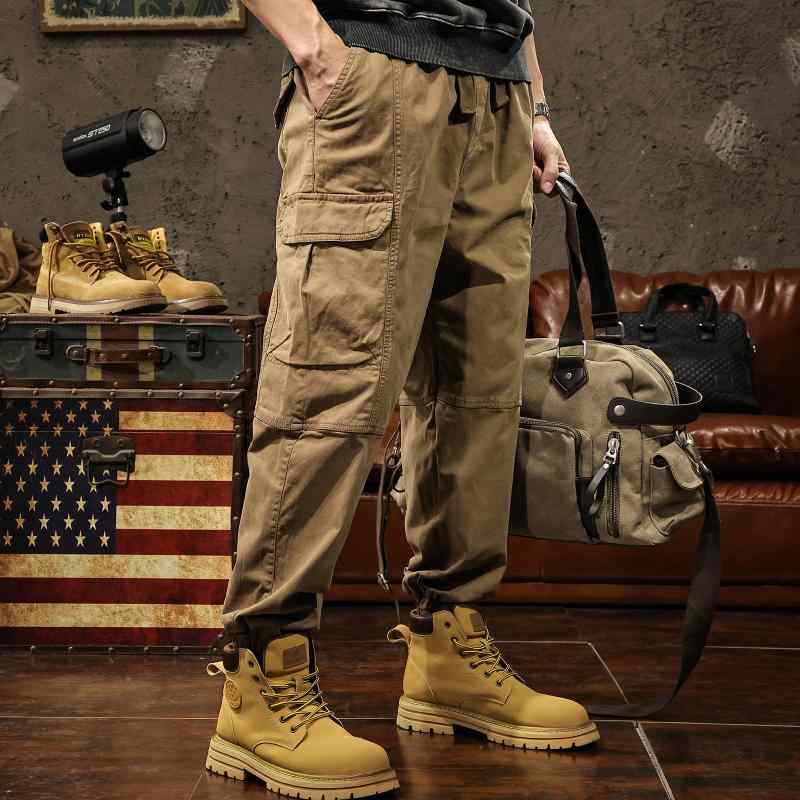 メンズ 流行り物 服 オシャレ 分かりやすい 大 かっこいい 途轍も無い大きさ 表どおり 成人男性服 アメリカン レトロ 細工物ズボン下 ゆったり 心地よい ズボン下 カーキズボン下