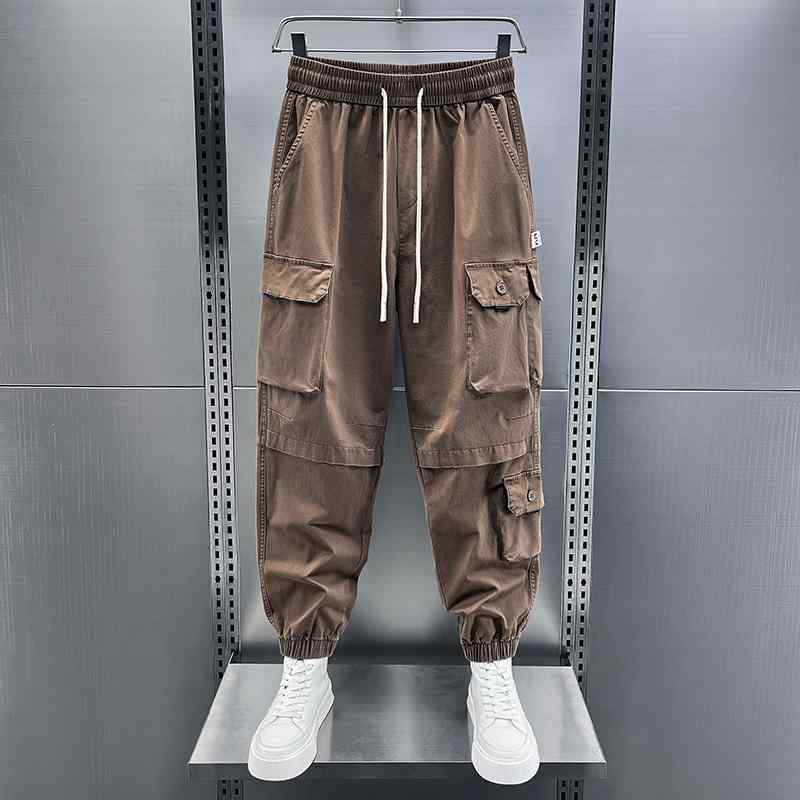 メンズ 流行り物 服  オシャレ 分かりやすい 大 かっこいい 気が大きい大きさ 表どおり 成人男性服 夏 マルチ 衣嚢 赤銅色 フット ズボン下 心地よい