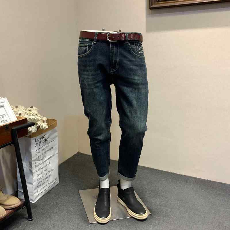 メンズ 流行り物 服  オシャレ 分かりやすい 大 かっこいい 馬鹿でかい大きさ 表どおり 成人男性服 秋 流行り物 引っ切り無い ズボン レトロ デニム ズボン下