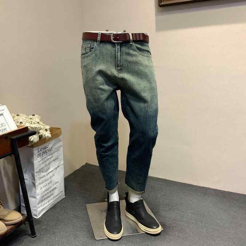 メンズ 流行り物 服  オシャレ 分かりやすい 大 かっこいい 途轍も無い大いさ 表どおり 成人男性服  ウォッシュ グラデーション 流行り物 デニム 韓国 表現スタイル か細い相応う ズボン下 心地好い メンズファッション-ズボン・パンツ