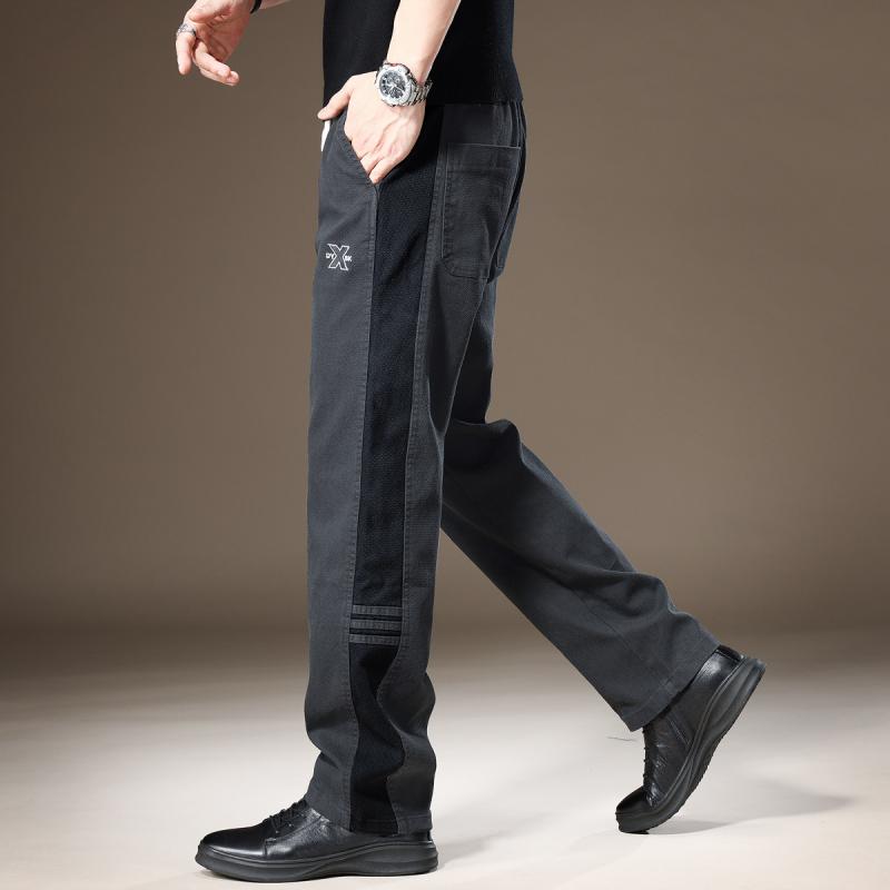 メンズ 流行り物 服  オシャレ 分かりやすい 大 かっこいい 馬鹿でかい大きさ 表どおり 成人男性服 夏 薄っぺら 垂直方向 引っ切り無い 心地好い ズボン下 アメリカン 縞模様 表どおり 広々とした レッグ