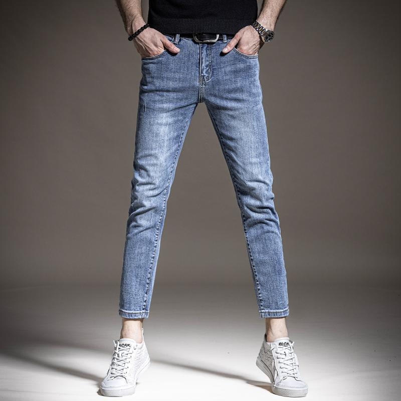 メンズ 流行り物 服  オシャレ 分かりやすい 大 かっこいい 馬鹿でかい大きさ 表どおり 成人男性服 否ブル カラーストーンウォッシュ ともし火 色つや 九分丈 デニム 夏 薄っぺら か細い相応う 心地好い ズボン下