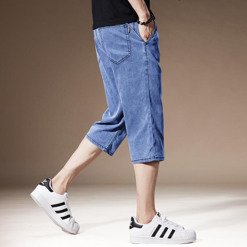 メンズ 流行り物 服  オシャレ 分かりやすい 大 かっこいい 馬鹿でかい大きさ 表どおり 成人男性服  ハイエンド 冷感 薄っぺら 七分 ジーンズ ズボン下 夏 引っ切り無い ともし火 青み 冷やりとした 二分の一 ズボン下
