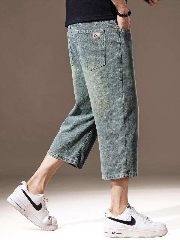 メンズ 流行り物 服  オシャレ 分かりやすい 大 かっこいい 馬鹿でかい大きさ 表どおり 成人男性服  ハイエンド ジーンズ ズボン下 夏 薄っぺら 引っ切り無い ８分丈 ズボン下