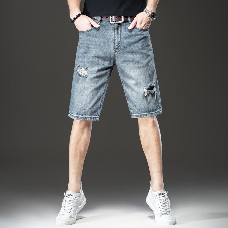 メンズ 流行り物 服  オシャレ 分かりやすい 大 かっこいい 気が大きい大きさ 表どおり 成人男性服 夏 薄っぺら リップド ジーンズ ズボン下 五分丈 ズボン下 引っ切り無い 心地よい 二分の一