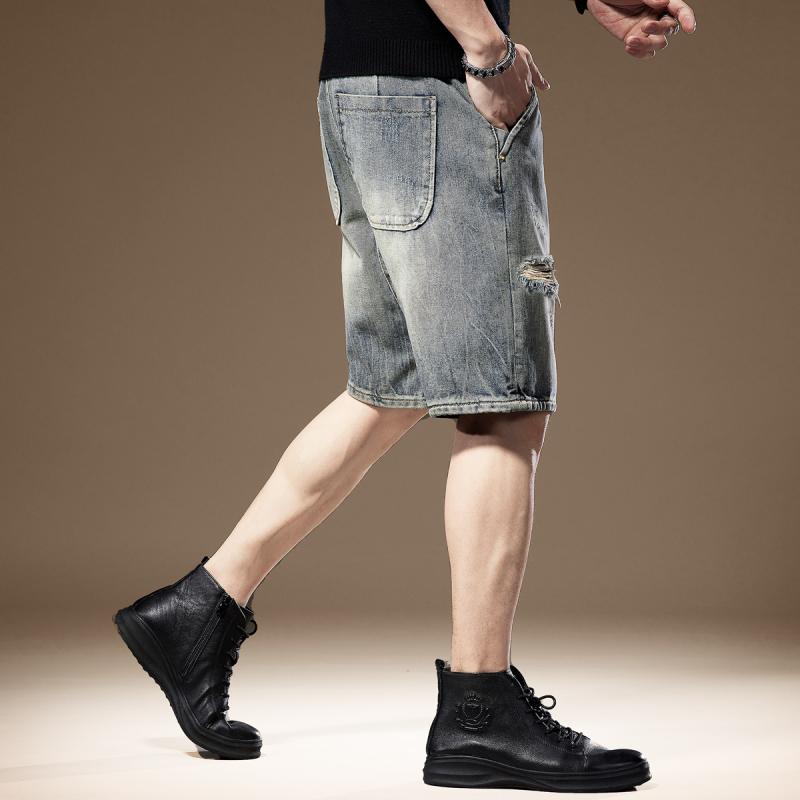 メンズ 流行り物 服  オシャレ 分かりやすい 成年者 かっこいい 馬鹿でかい大きさ 表どおり 成人男性服  アメリカン レトロ リップド ジーンズ ズボン下 夏 薄っぺら ズボン下