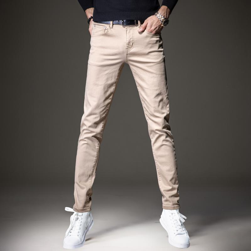 メンズ 流行り物 服  オシャレ 分かりやすい 大 かっこいい 馬鹿でかい大きさ 表どおり 成人男性服  烏兎 ハイエンド カーキ デニム か細い相応う 伸縮性 伸ばすこと 伸ばすこと 心地好い ズボン下