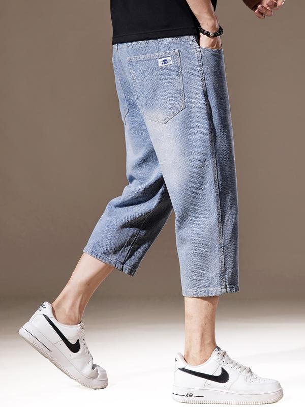 メンズ 流行り物 服  オシャレ 分かりやすい 成年者 かっこいい 馬鹿でかい大きさ 表どおり 成人男性服  ハイエンド 引っ切り無い デニム 夏 薄っぺら アメリカン レトロ ともし火 色つや 七分丈 ズボン下