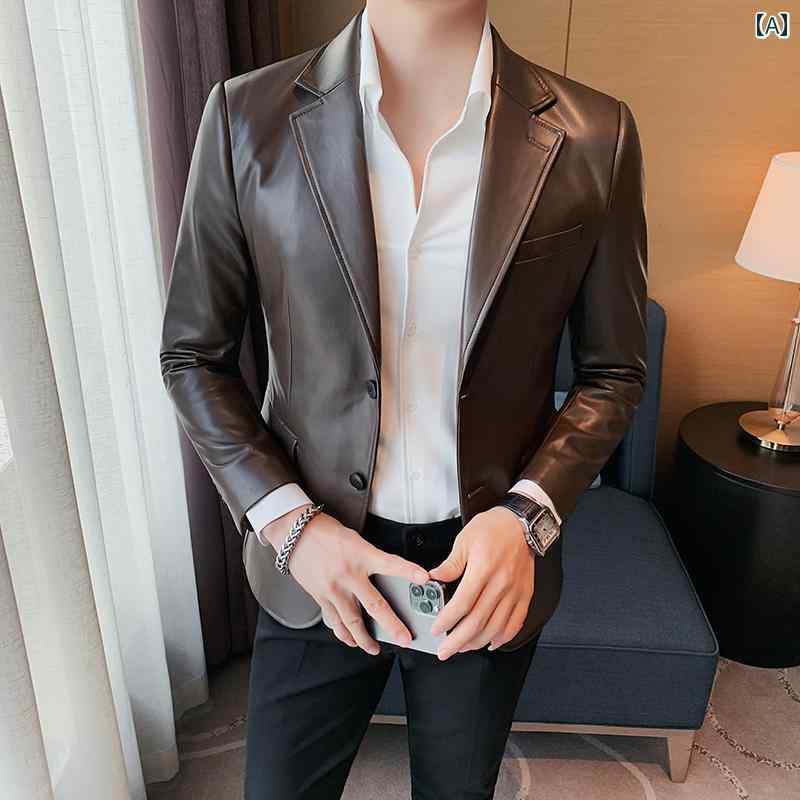 メンズ 流行り物 服 成人男性用 オシャレ 分かりやすい 成年者 かっこいい 表どおり 背広 上衣 トップス 心地よい なめし革 背広 成人男性用