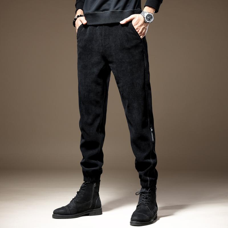 メンズ 流行り物 服  オシャレ 分かりやすい 成年者 かっこいい 馬鹿でかい大きさ 表どおり 成人男性服 シェニール 心地好い ズボン下 烏兎 細工物御召しもの 運動競技 コール天 黒 スウェットパンツ