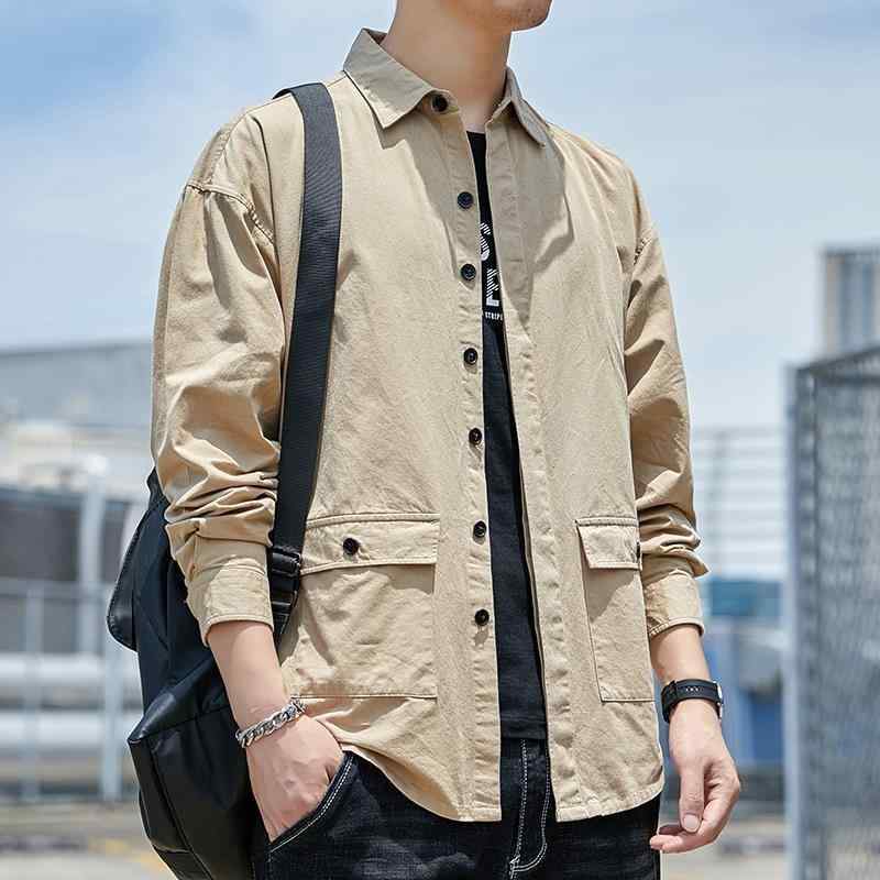 メンズ ファッション 服 オシャレ シンプル 大人 かっこいい 大きいサイズ ストリート 紳士服 綿 ワーク シャツ コート 長袖 韓国 スタイル シャツ カジュアル｜リコット