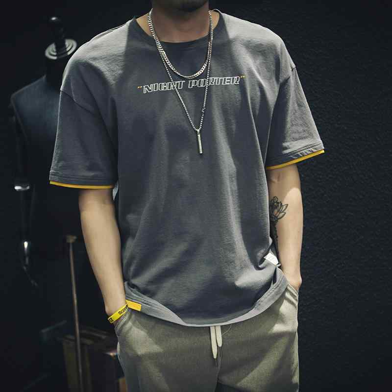メンズ 流行り物 服  オシャレ 分かりやすい 成年者 かっこいい 気が大きい大きさ 表どおり 成人男性服  半袖 T プルオーバー 綿織物 夏 如何様物 背広 置き手紙 か細い上半身