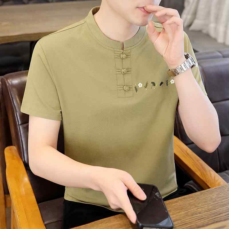 メンズ 流行り物 服 オシャレ 分かりやすい 成年者 かっこいい 大層らしい大きさ 表どおり 成人男性服 ハイエンド 半袖 T プルオーバー 夏 薄っぺら バックル 点火装置