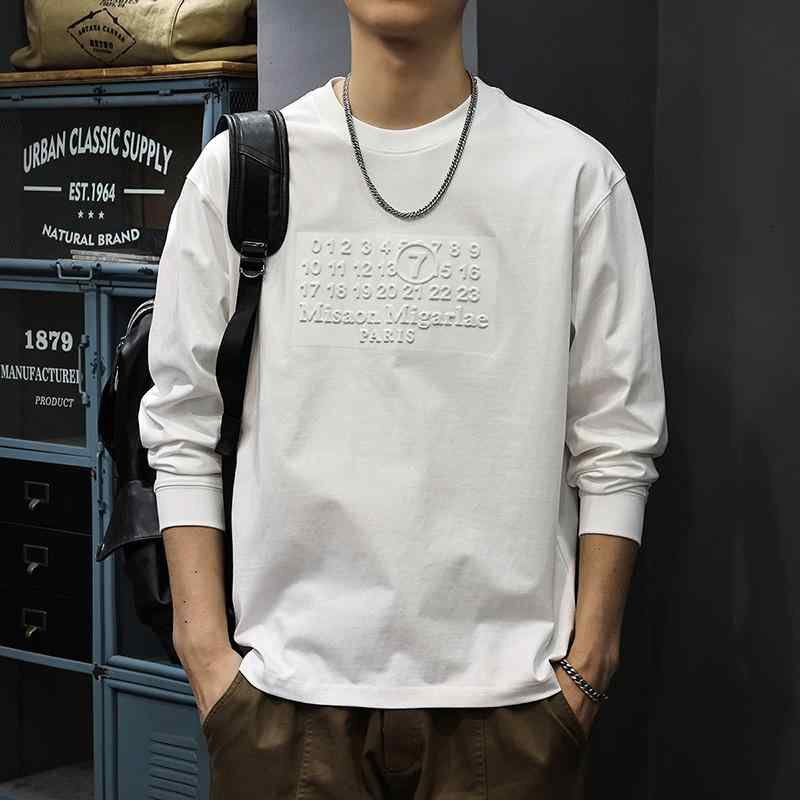 メンズ ファッション 服 オシャレ シンプル 大人 かっこいい 大きいサイズ ストリート 紳士服 秋 シンプル 立体 スチール プリント 長袖 T シャツ ヘビー レイヤリング アメリカン レトロ
