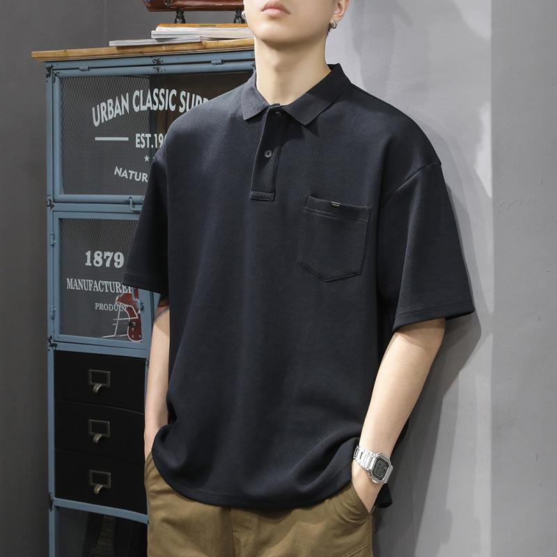 メンズ 流行り物 服 オシャレ 分かりやすい 成年者 かっこいい 大層らしい大きさ 表どおり 成人男性服 夏 朦々たる 無地 ポロ プルオーバー 半袖 T ゆったり アメカジ 五分袖