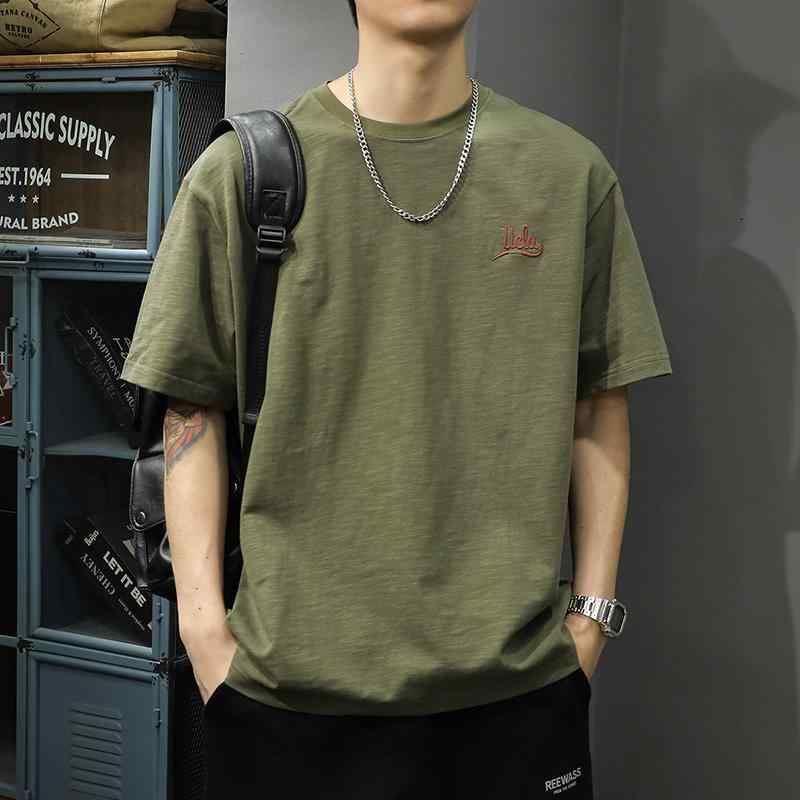 メンズ 流行り物 服 オシャレ 分かりやすい 成年者 かっこいい 気が大きい大きさ 表どおり 成人男性服 夏 甚だしい 300 g バンブーコットン 半袖 T プルオーバー ゆったり アメカジ ラウンドのど首 トップス