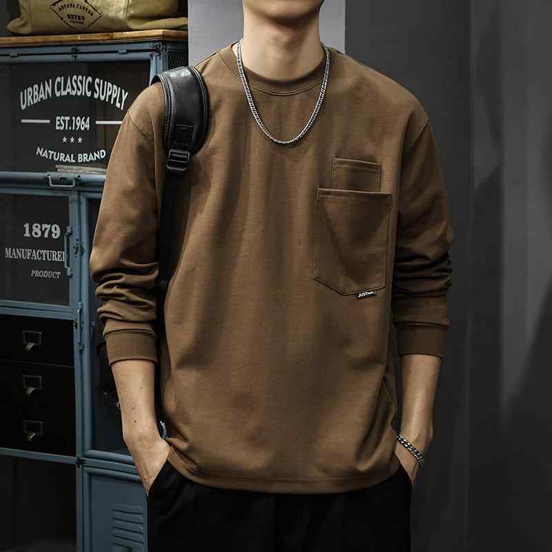 メンズ ファッション 服 オシャレ シンプル 大人 かっこいい 大きいサイズ ストリート 紳士服 秋 ポケット 長袖 T シャツ アメカジ ヘビー トップス インナー 着