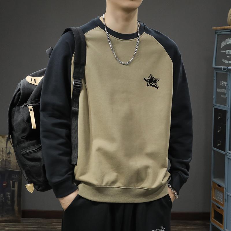 メンズ 流行り物 服 オシャレ 分かりやすい 成年者 かっこいい 途轍も無い大きさ 表どおり 成人男性服 秋 甚だしい レトロ ラウンドのど頚 流汗 プルオーバー ゆったり アメリカン ラグラン ティーシャツ 上衣