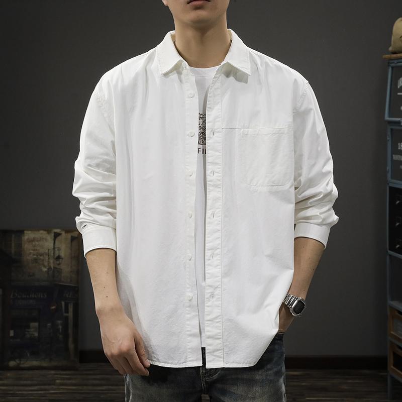 メンズ 流行り物 服  オシャレ 分かりやすい 成年者 かっこいい 気が大きい大きさ 表どおり 成人男性服  ハイエンド アメカジ 綿 白 プルオーバー 秋 分かりやすい 肌付き 長袖 上衣