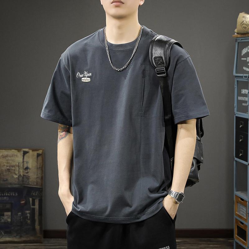 メンズ ファッション 服 オシャレ シンプル 大人 かっこいい 大きいサイズ ストリート 紳士服 ヘビー 280 グラム アメリカン ラウンドネック カジュアル 半袖 T シャツ ポケット 夏 綿 プリント