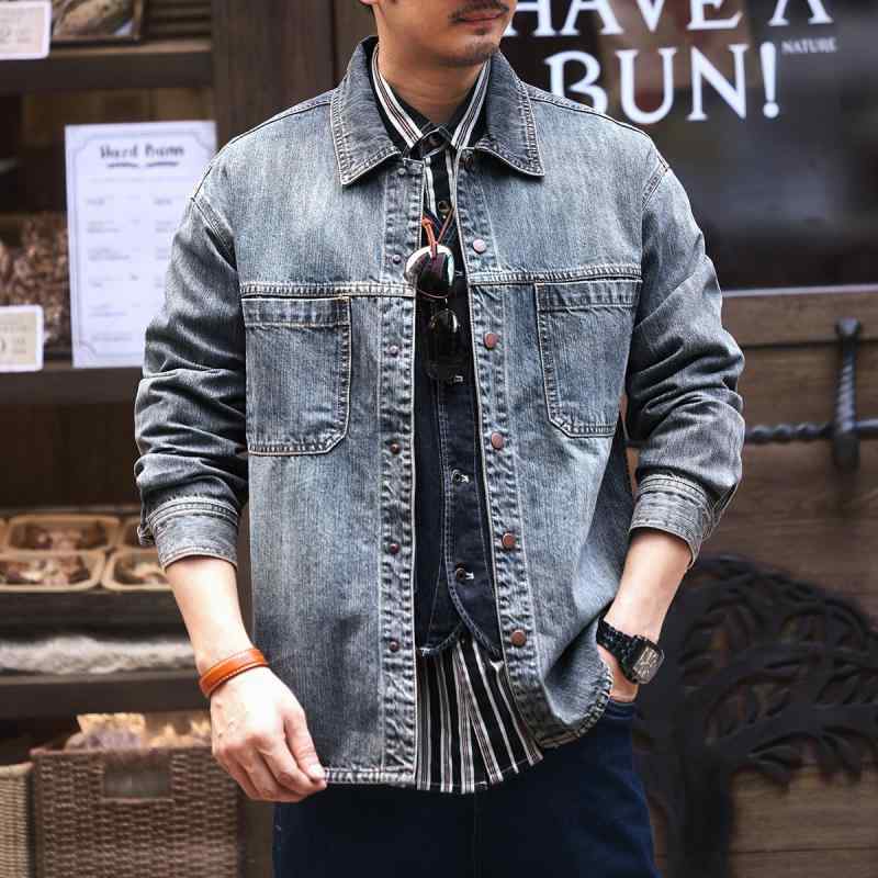 メンズ 流行り物 服  オシャレ 分かりやすい 成年者 かっこいい 途轍も無い大きさ 表どおり 成人男性服  アメリカン 甚だしい ジーンズ プルオーバー 秋 ウォッシュ 綿織物 プルオーバー 上衣