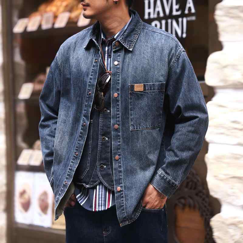 メンズ 流行り物 服 オシャレ 分かりやすい 成年者 かっこいい 途轍も無い大きさ 表どおり 成人男性服 レトロ 衣嚢 長袖 ジーンズ プルオーバー 秋 細工物 心地よい 上衣