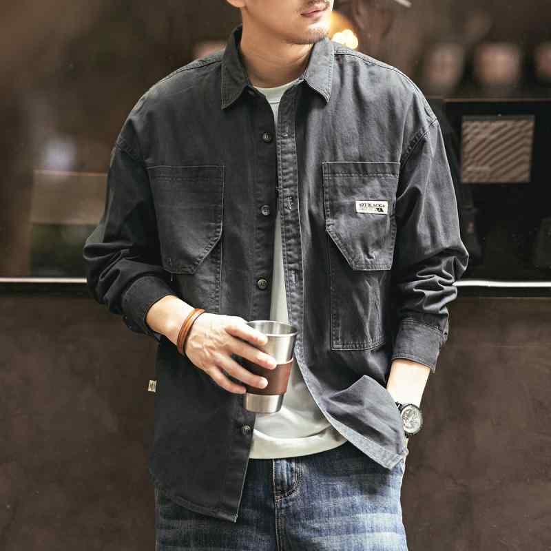メンズ ファッション 服 オシャレ シンプル 大人 かっこいい 大きいサイズ ストリート 紳士服 アメリカン レトロ ヘビー ワーク シャツ 秋 カジュアル マルチ ポケット シャツ