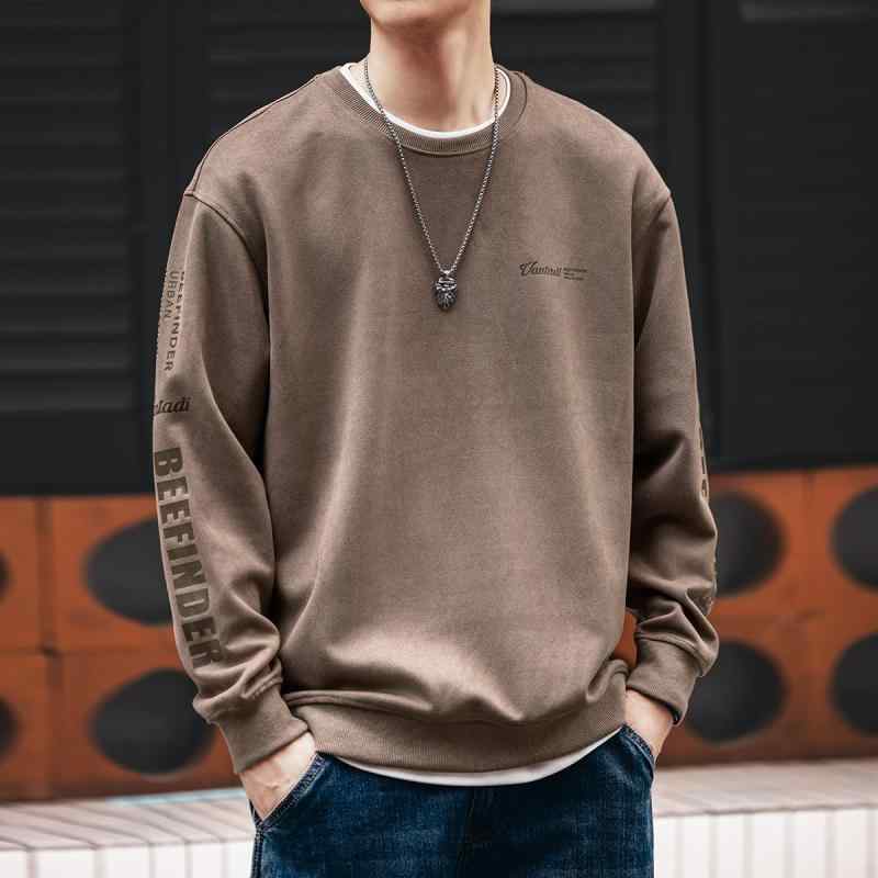 メンズ ファッション 服 オシャレ シンプル 大人 かっこいい 大きいサイズ ストリート 紳士服 アメリカン ヘビー ソフト スエード スウェット シャツ 秋 ゆったり レトロ 長袖 トップス