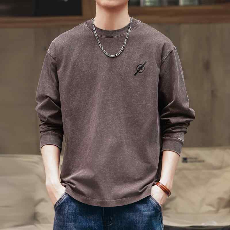 メンズ 流行り物 服  オシャレ 分かりやすい 成年者 かっこいい 馬鹿でかい大きさ 表どおり 成人男性服  アメリカン レトロ 刷り上げる 長袖 T プルオーバー 秋 ウォッシュ フライド スノーフレーク 不都合