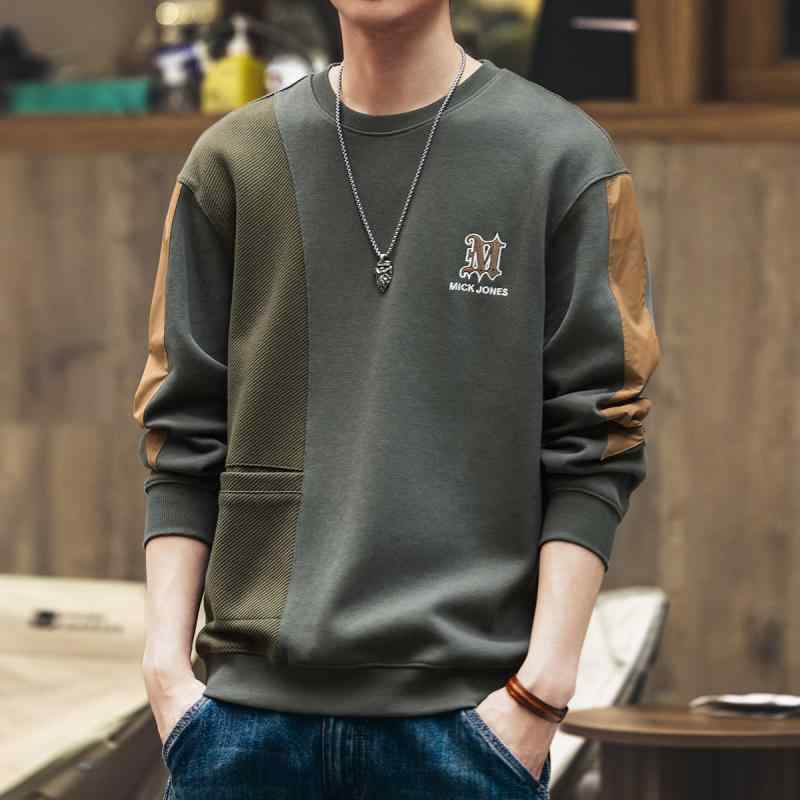 メンズ ファッション 服 オシャレ シンプル 大人 かっこいい 大きいサイズ ストリート 紳士服 ハイエンド ステッチ スウェット シャツ カジュアル ラウンドネック トップス｜リコット