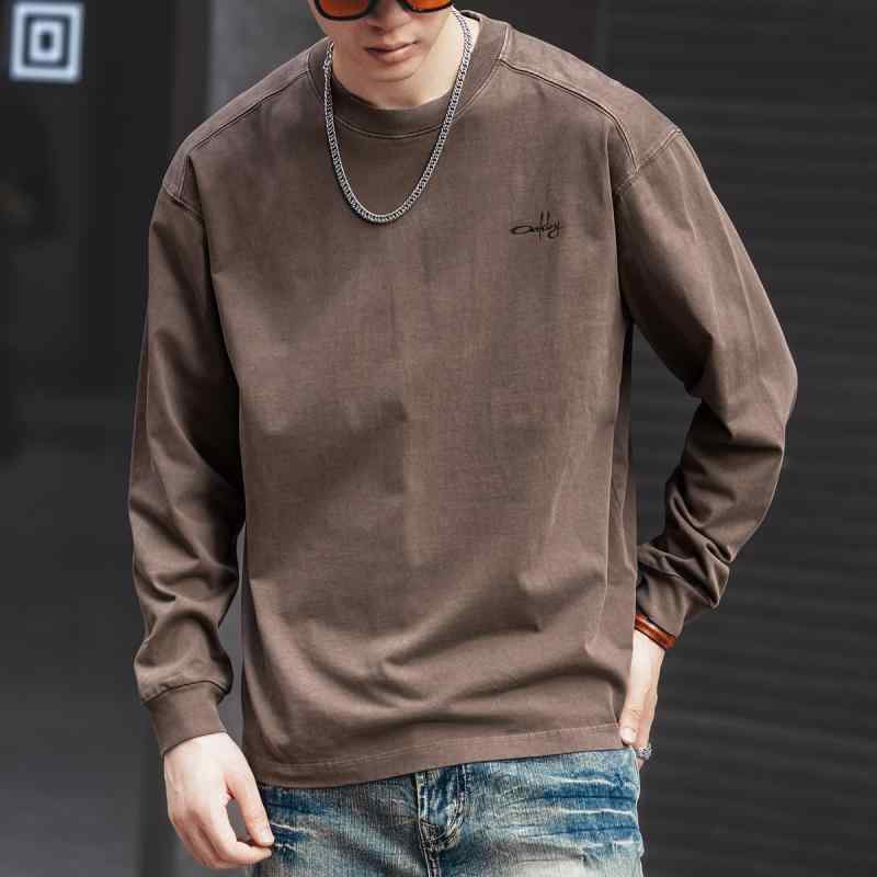 メンズ ファッション 服 オシャレ シンプル 大人 かっこいい 大きいサイズ ストリート 紳士服 アメリカン レトロ 長袖 T シャツ 秋 カジュアル 綿 トップス