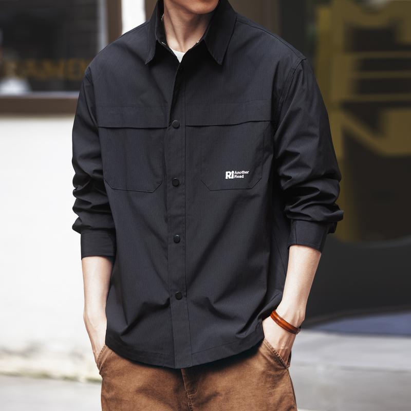 メンズ ファッション 服 オシャレ シンプル 大人 かっこいい 大きいサイズ ストリート 紳士服 アメリカン カジュアル レトロ 長袖 シャツ ジャケット ブラック 機能的 ワーク シャツ｜リコット