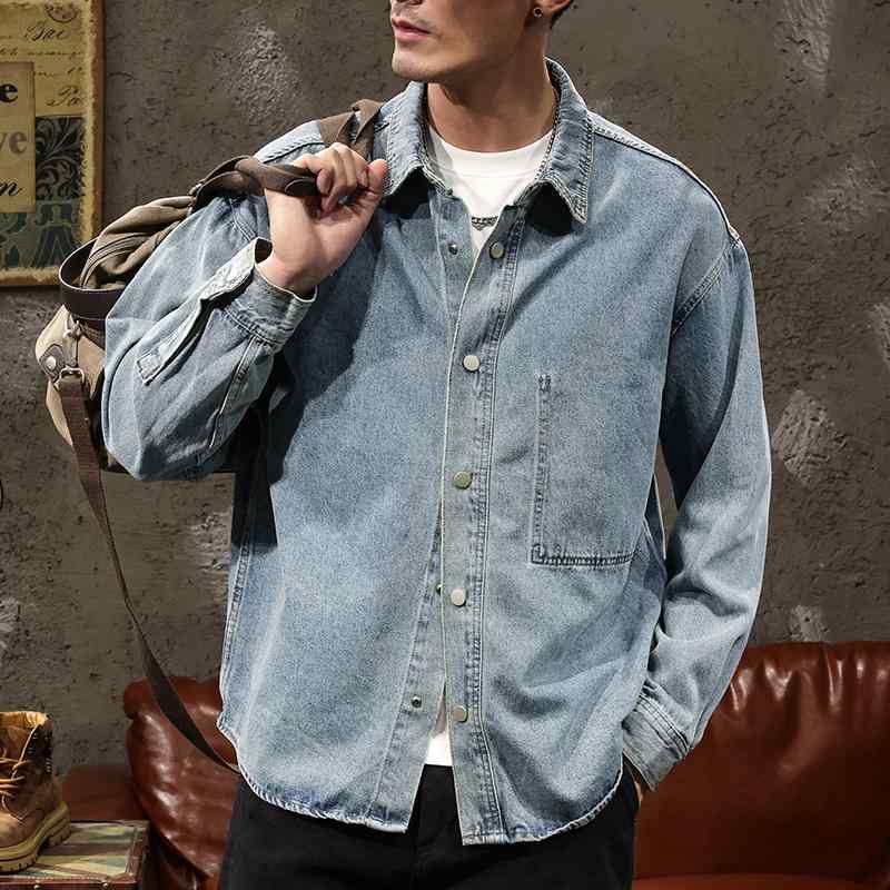 メンズ 流行り物 服  オシャレ 分かりやすい 成年者 かっこいい 途轍も無い大きさ 表どおり 成人男性服 ウォッシュド アメリカン レトロ ジーンズ プルオーバー 上衣 歳月 細工物上衣