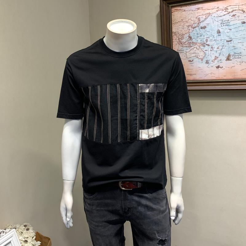 メンズ 流行り物 服  オシャレ 分かりやすい 成年者 かっこいい 気が大きい大きさ 表どおり 成人男性服 夏 ラウンドのど首 編み目 半袖 T プルオーバー トップス 下つ方
