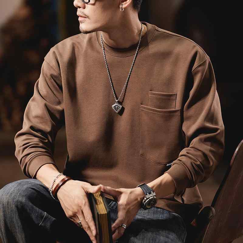 メンズ ファッション 服 オシャレ シンプル 大人 かっこいい 大きいサイズ ストリート 紳士服 アメリカン レトロ 長袖 T シャツ 秋 ラウンドネック 服 ポケット 6,228円