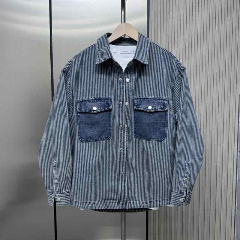 メンズ 流行り物 服  オシャレ 分かりやすい 成年者 かっこいい 馬鹿でかい大きさ 表どおり 成人男性服 ジーンズ 上衣 プルオーバー 秋 心地好い 上衣 韓国 表現スタイル 縞模様 か細い アウター 長袖 トップス