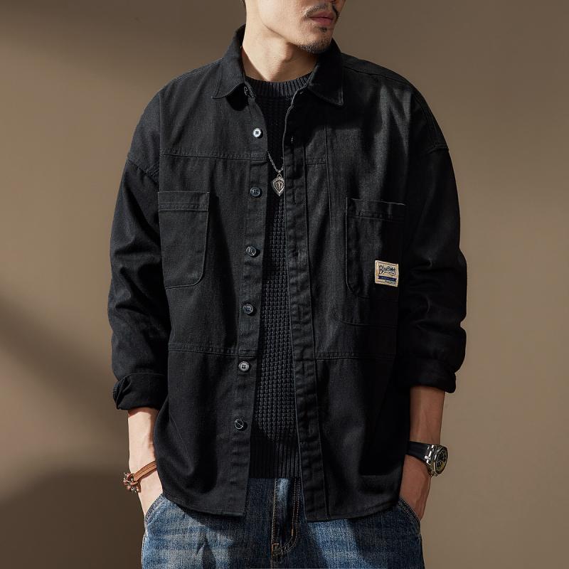メンズ 流行り物 服  オシャレ 分かりやすい 成年者 かっこいい 途轍も無い大きさ 表どおり 成人男性服  ハイエンド アメリカン 甚だしい 黒いこと 細工物 プルオーバー 歳月 レトロ 厚地の外套 心地よい プルオーバー 上衣