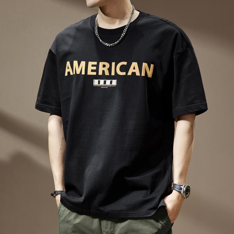 メンズ ファッション 服 オシャレ シンプル 大人 かっこいい 大きいサイズ ストリート 紳士服 アメリカン レトロ コットン レター プリント 半袖 T シャツ 夏 ハイエンド トップス