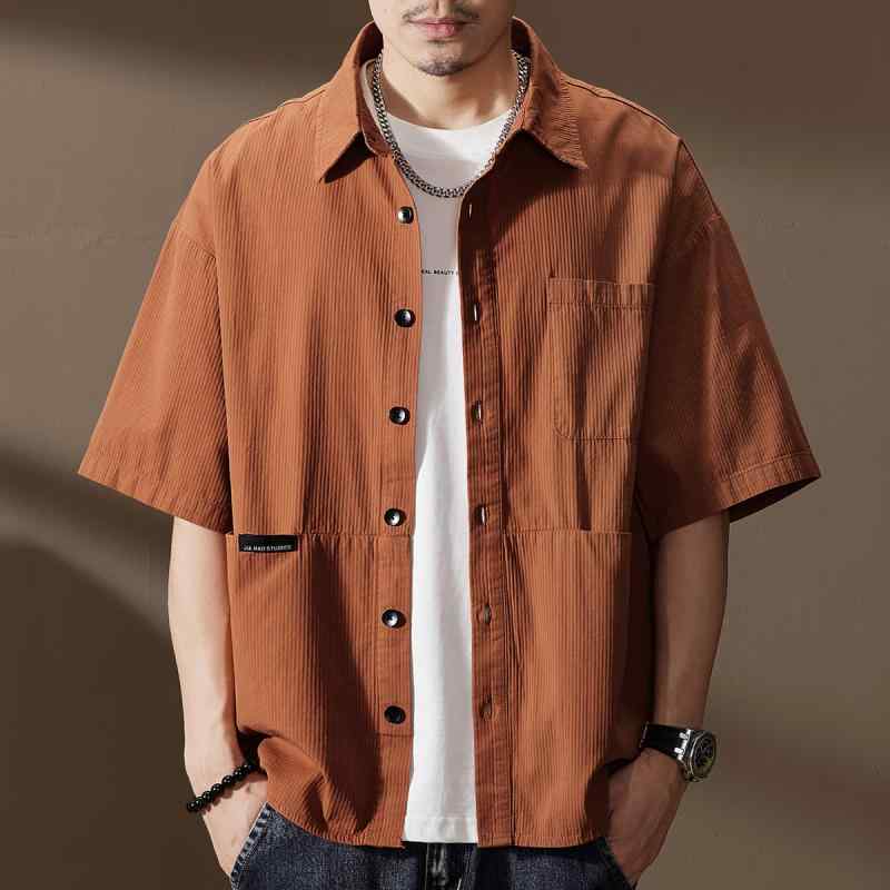 メンズ 流行り物 服  オシャレ 分かりやすい 成年者 かっこいい 惜しみ無い大いさ 表どおり 成人男性服  ハイエンド アメリカン綿織物 オレンジ色 半袖 ティーシャツ 夏 心地よい 細工物お召しもの カジュアルシャツ-メンズファッション