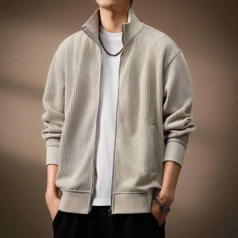 メンズ ファッション 服 オシャレ シンプル 大人 かっこいい 大きいサイズ ストリート 紳士服 ハイエンド 540 グラム ヘビー アメリカン スタンドカラー ニットカーディガン スウェット シャツ 秋 レトロ ジャケット カジュアル 6,999円