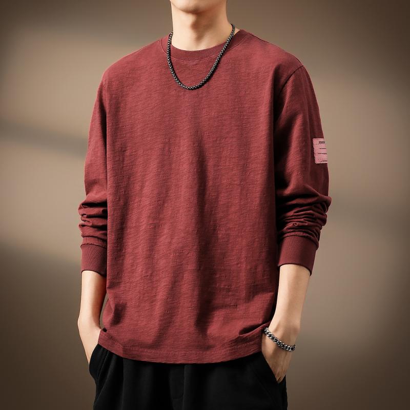メンズ 流行り物 服  オシャレ 分かりやすい 成年者 かっこいい 馬鹿でかい大きさ 表どおり 成人男性服  ハイエンド レトロ 綿 長袖 T プルオーバー 秋 ラウンド素っ首 トップス 心地好い