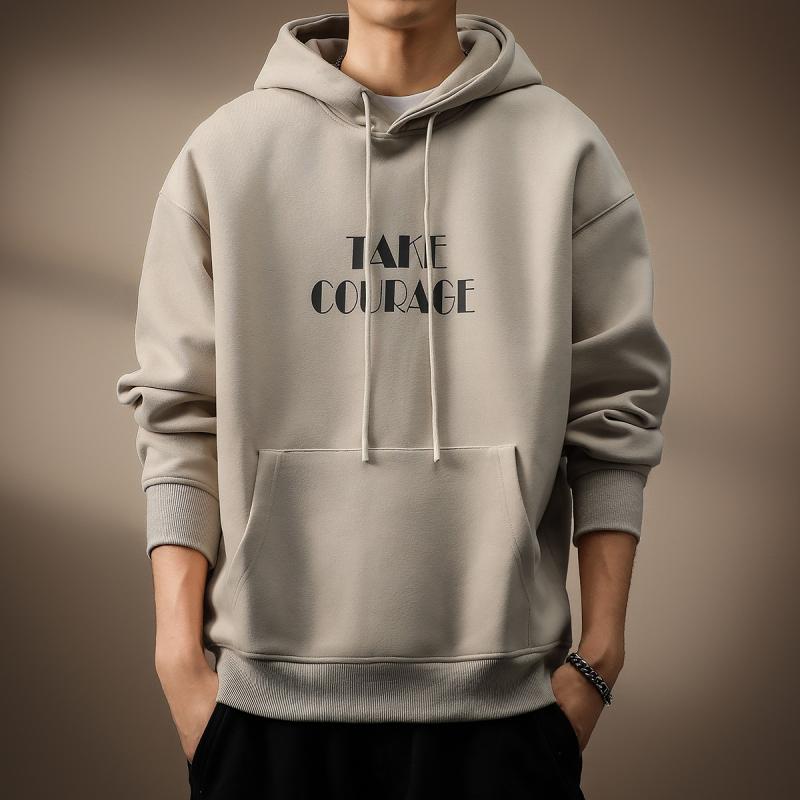 メンズ ファッション 服 オシャレ シンプル 大人 かっこいい 大きいサイズ ストリート 紳士服 ハイエンド 厚手 文字 プリント 420 グラム フード スウェット シャツ 秋 長袖 ジャケット