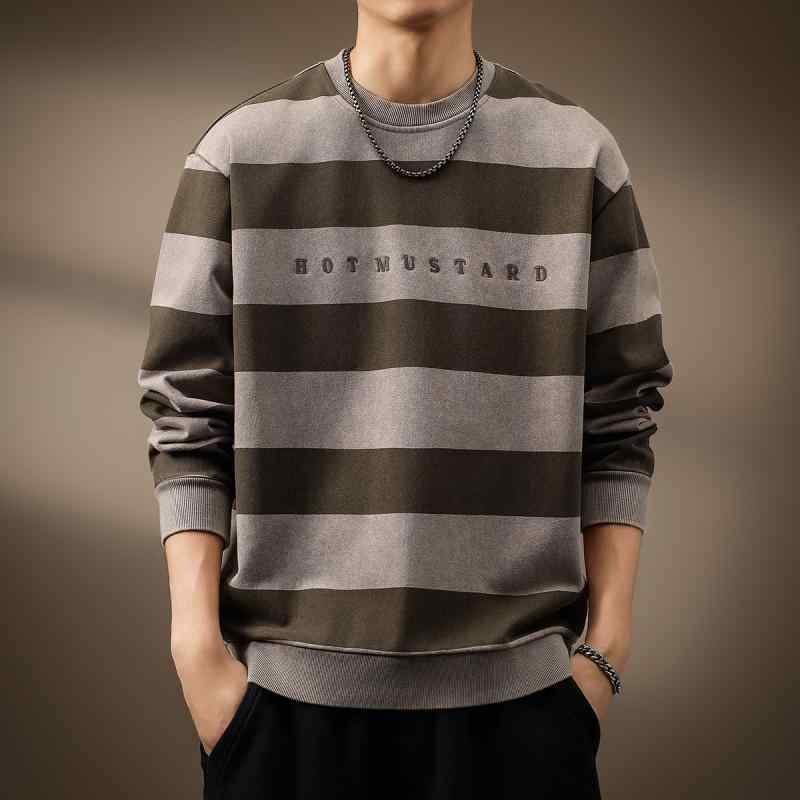 メンズ ファッション 服 オシャレ シンプル 大人 かっこいい 大きいサイズ ストリート 紳士服 ハイエンド アメリカン レトロ 420 グラム ヘビー スウェット シャツ 秋 文字 ラウンドネック ｜リコット